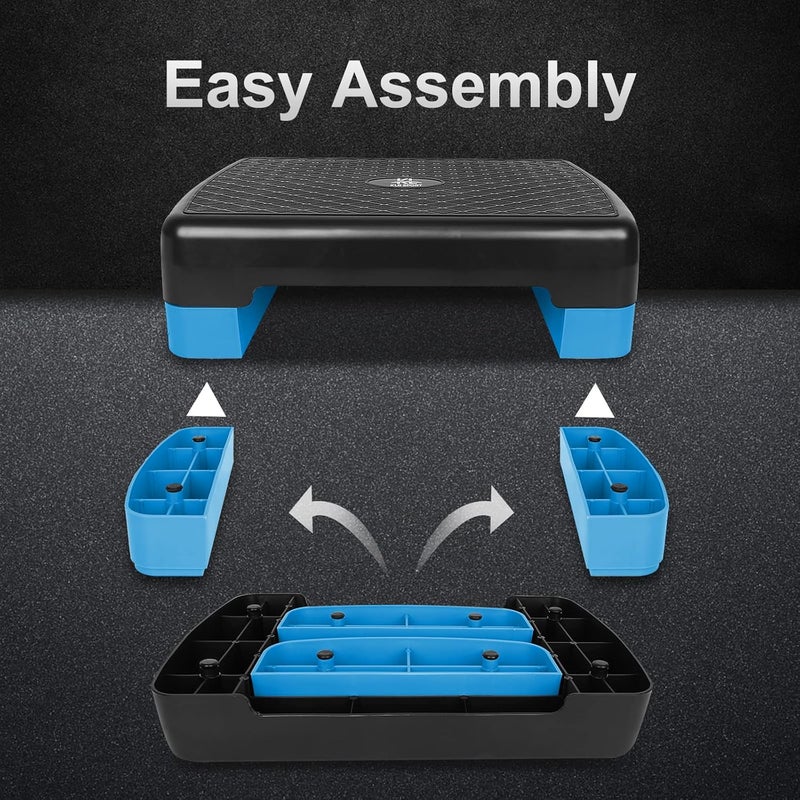 HooKung Height-Adjustable 4"-6" Step Aerobics Platform Fitness Equipment Stepper Trainer Exercise Step Platform with 2 Riser - Image 3